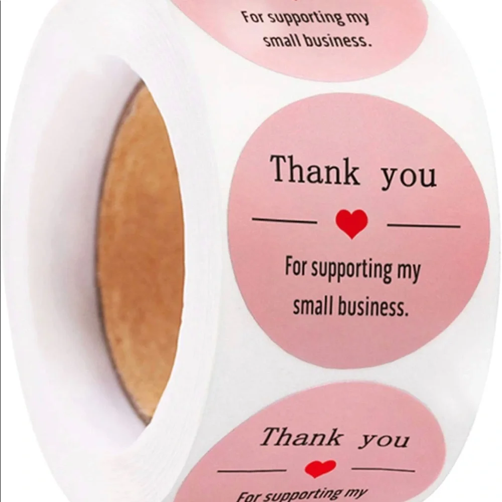Thank You Stickers, 1 Inch Pink Thank You for Your Order Stickers Lable, 500Pcs